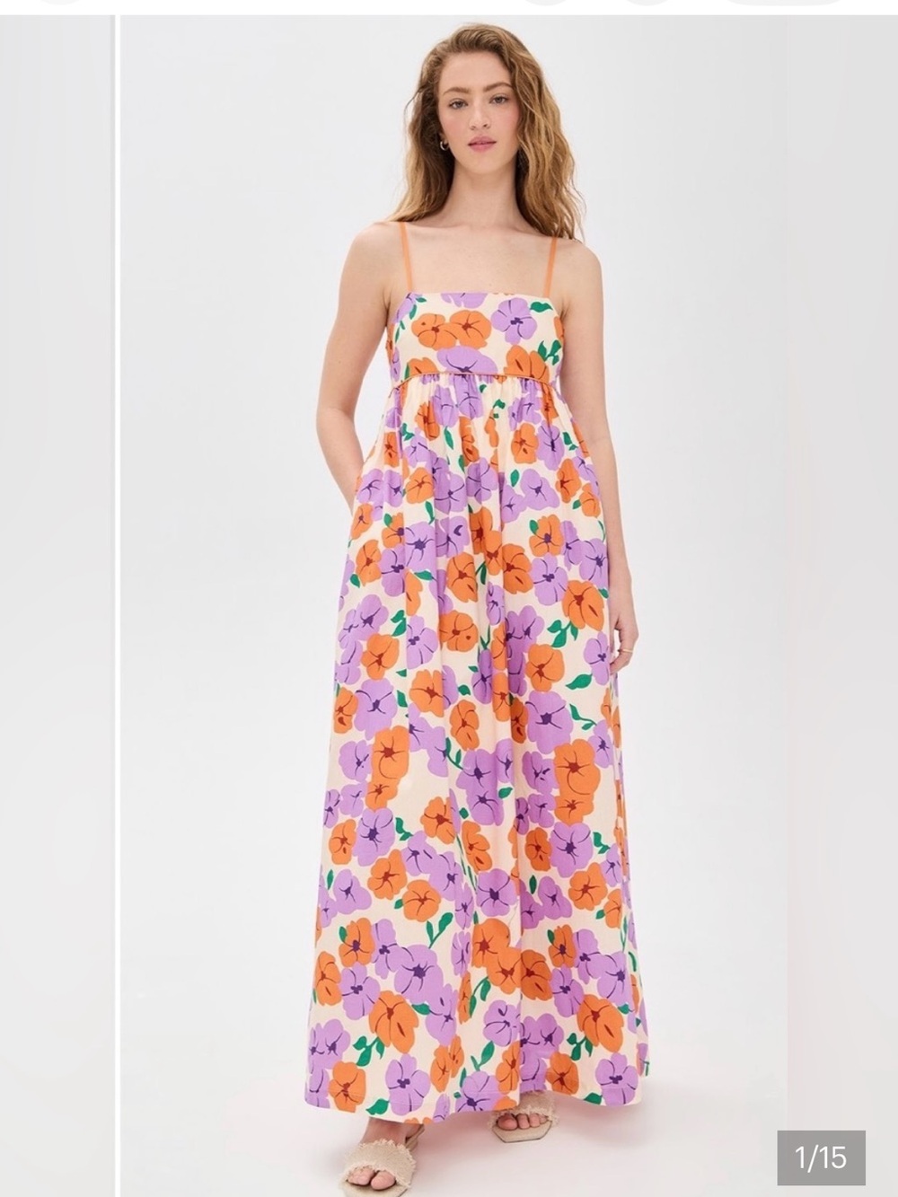English Factory Floral Maxi Dress Skirt - Orange, Purple & Green